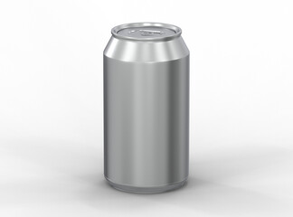 3D rendering of aluminum can isolated on transparent background