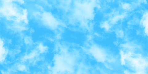 Blue sky with white clouds background, Romantic sky, nature background of romantic summer blue sky with fluffy clouds, Beautiful puffy clouds in bright blue sky in day sunlight.