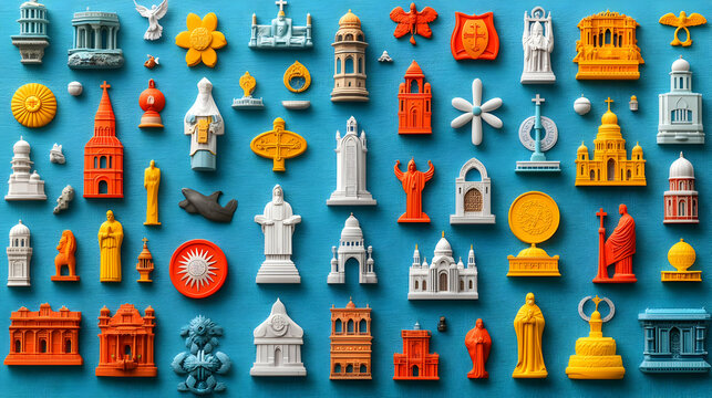 Plain Faith Unity Symbols concept as Plain background vector of faith unity symbols from various religions designed for World Religion Day infographics symbolizing unity and mutual respect. in  Photo 