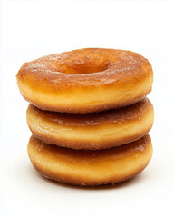Stack of Classic Sugar-Glazed Donuts, Golden Brown and Freshly Baked, Perfect for Bakery Advertising, Breakfast Menus, Food Blogs, Sweet Treat Promotions, or Snack-Time Inspiration