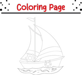 Boat coloring book page