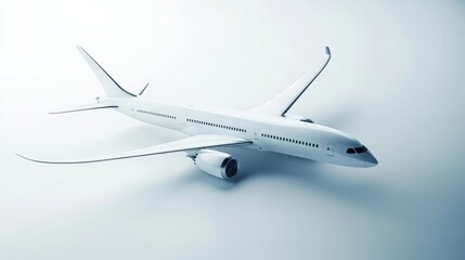 A white airplane is sitting on a white background
