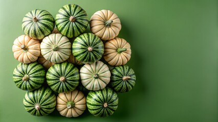 Fototapeta premium stacked squash in the photo from above with studio background and high detailing