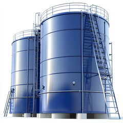 Blue industrial gas storage tank