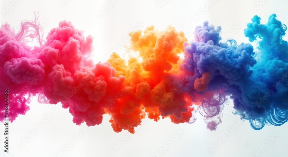 Aufkleber colorful clouds of smoke mix in air. vibrant hues blend together creating dynamic abstract design. i