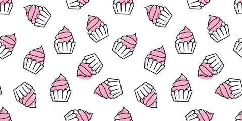 Seamless pattern with cupcakes. cute cake. Beautiful background for textiles and gift wrappers. Background for mole paper. Pattern with appetizing cupcakes.