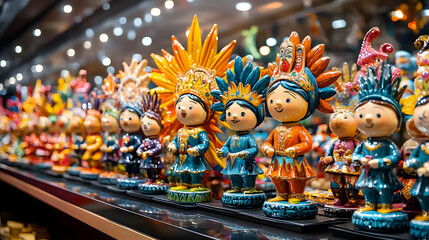 Reyes Magos at a festive carnival with glossy background and copy space concept as Lively scene of Reyes Magos at a festive carnival complemented by a glossy background that showcases vibrant carnival