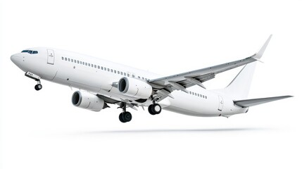 Obraz premium A white airplane is flying in the sky