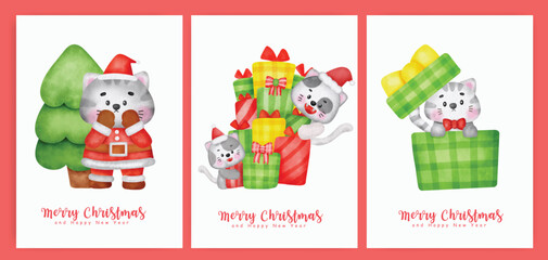 Set of Christmas day cards for greeting card.