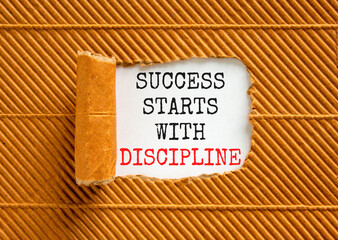 Success starts with discipline symbol. Concept words Success starts with discipline on beautiful...