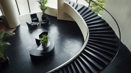 Fototapeta premium Modern Staircase in a Minimalist Lobby