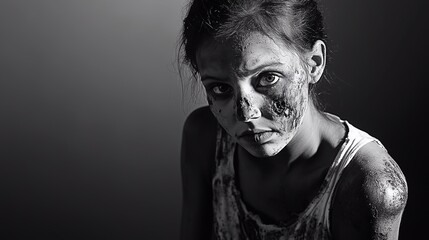 Zombie woman. Post-apocalyptic makeup. Horror. Holiday. Traditions.