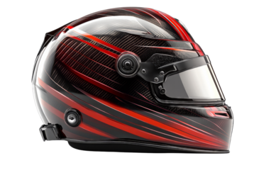 Stylish Racing Helmet with Red Accents on Clear Background