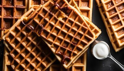 Waffles with Syrup and Cream
