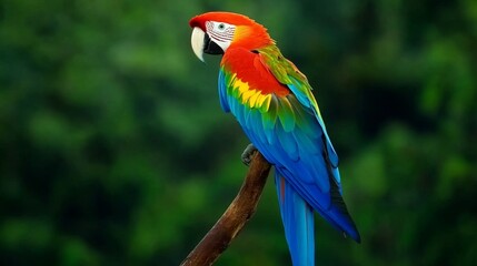 Fototapeta premium Stunning Colorful Macaw in Lush Green Forest