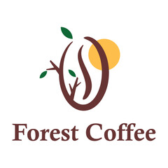 Obraz premium forest coffee flat minimalist logo design