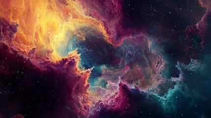 Fototapeta premium Vibrant Cosmic Swirls and Colorful Nebulae in Deep Space