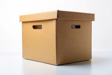 Cardboard Archive Storage Box Mockup Isolated on White Background for Creative and Commercial Use, Perfect for Packaging Design, Storage Solutions, and Organizational Concepts
