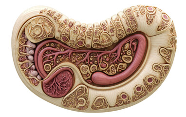 Obraz premium Detailed Anatomical Model of Human Kidney Structure