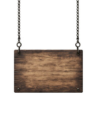 Blank Wooden Sign Hanging on Chains