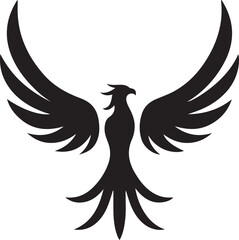 Majestic Black Phoenix Silhouette Wings Bird Logo Design