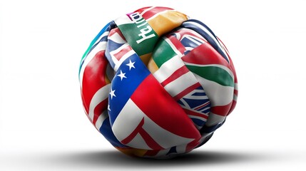 Global Unity: A 3D Render of Intertwined Flags