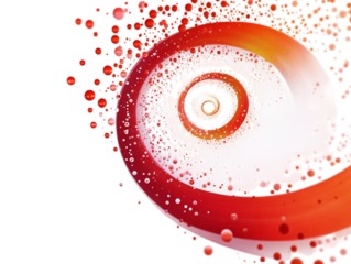 Abstract spiral design featuring round dots against transparent background
