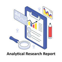 Analytical Research Report isometric Colored illustration. EPS File stock illustration