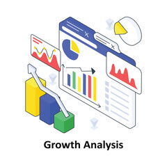 Obraz premium Growth Analysis isometric Colored illustration. EPS File stock illustration