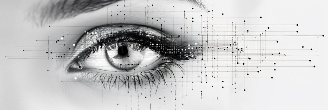 Abstract eye sketch geometric shapes and clean lines creating flexible space for design and customization