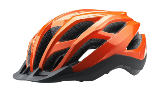 Orange Bicycle Helmet Isolated on Transparent Background