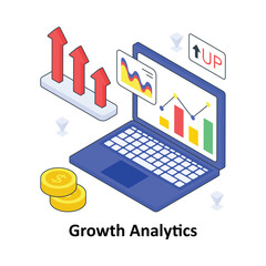 Growth Analytics isometric Colored illustration. EPS File stock illustration