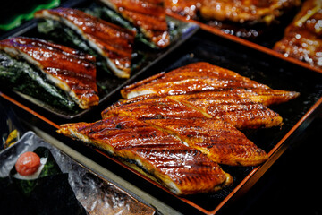 Indulge in the exquisite and delicious Grilled Eel Platter served with a savory glaze