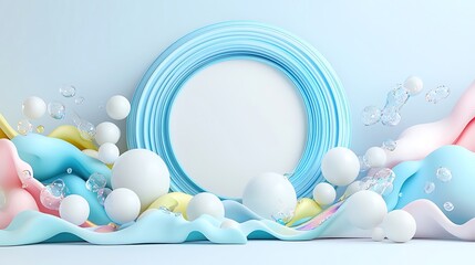 An elegant promotional poster featuring artistic graphic design elements, surrounded by a soft color palette that emphasizes the product. The layout provides ample copy space for creative text,