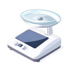 Cartoon kitchen scale with a sleek digital screen on a white background