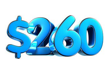 260 dollers blue 3d illustration. Advertising signs, Product design, Product sales, Fabric design, Digital printing.