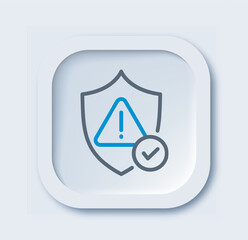 Insurance linear icon. Shield with blue tick. Personal information protection on internet. Minimalistic ui and ux design for website. Outline vector illustration