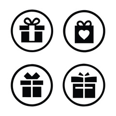 A Set of Four Gift Icons in a Circular Design