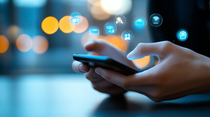 A smartphone showing a chatbot interaction with bright, friendly design elements, symbolizing seamless AI-driven customer support