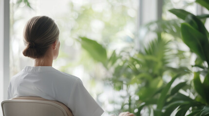 Healthcare Worker Comforting Patient in Hospital Room with View