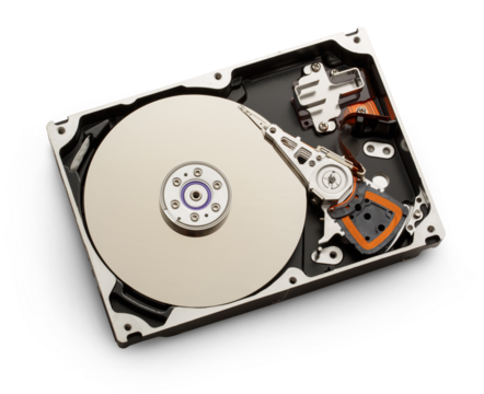 Close up of hardisk's internal mechanism - Powered by Adobe