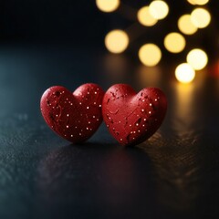 Obraz premium heart shaped candles on red background