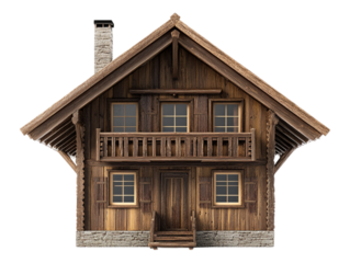 Chalet against transparent background for real estate listings, vacation rental presentations, or architectural designs