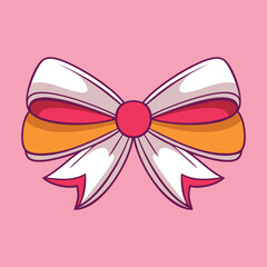 A vector illustration drawing of a bow with a pink background