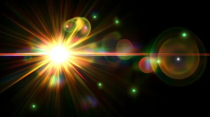 Beautiful optical flare effect on a sleek black background - Stock photo