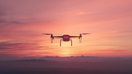 Drone flight over sunset landscape aerial photography natural environment scenic viewpoint capturing serenity