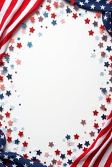 Fototapeta premium Festive patriotic USA flag border. American flag for national holidays. US banner or frame