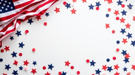 Obraz premium Festive patriotic USA flag border. American flag for national holidays. US banner or frame