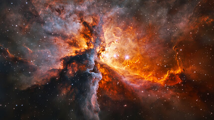 Galaxy with colorful nebulae. Aether. Illustration