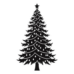 Obraz premium Elegant Silhouette of a Christmas Tree with Star and Ornament Details